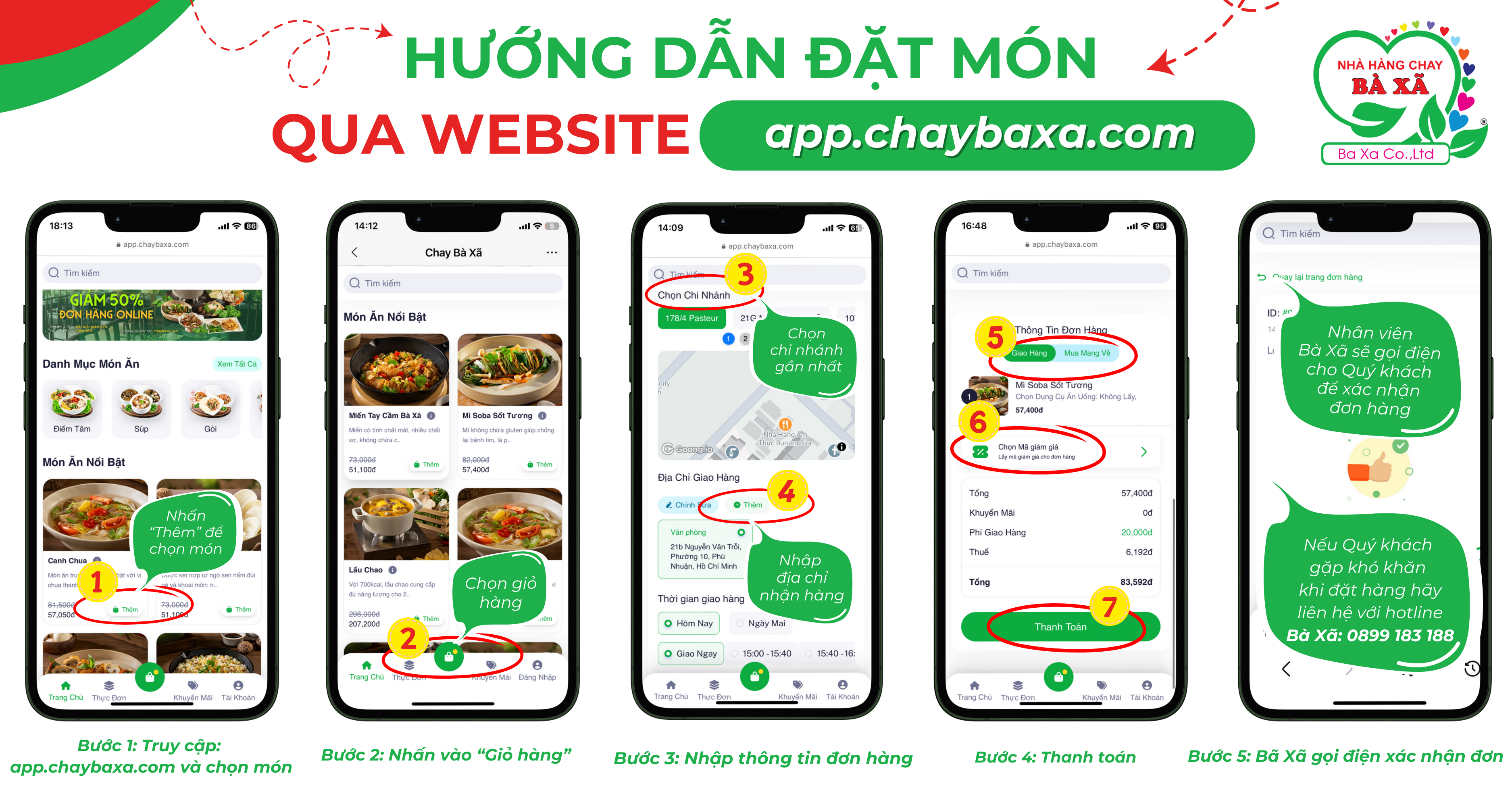 HƯỚNG DẪN ĐẶT MÓN ONLINE QUA WEBSITE BÀ XÃ