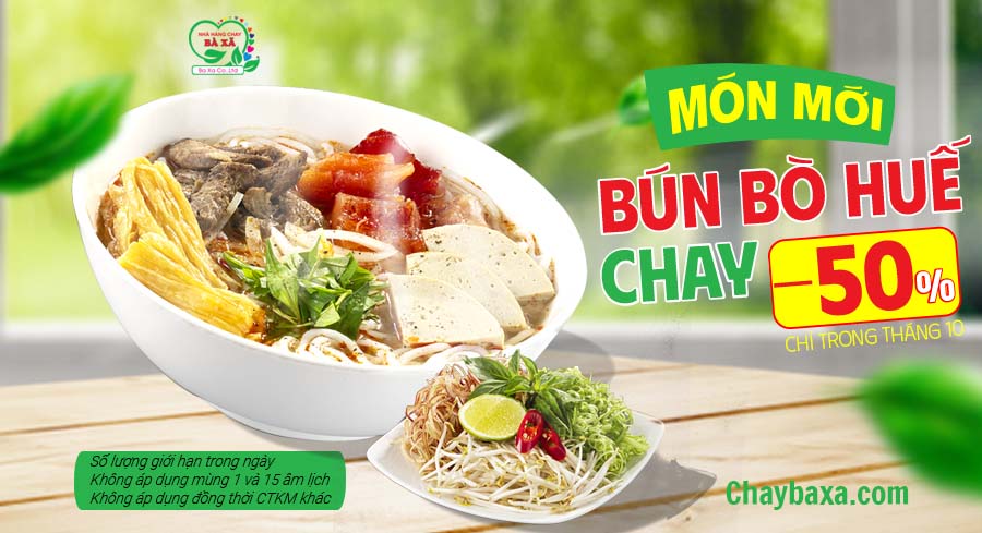 Bún Bò Huế Thuần Chay - Hương vị mới lạ, ưu đãi bất ngờ tại Chay Bà Xã